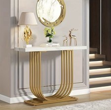 White Faux Marble Console