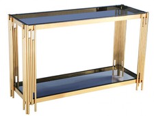 Console Table Gold Grey Glass