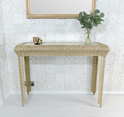 Gold embossed metal glass - gold,